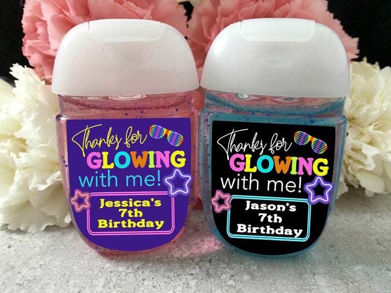 Glow Party Hand Sanitizer Favor Label Glow Party Favors Neon Etsy