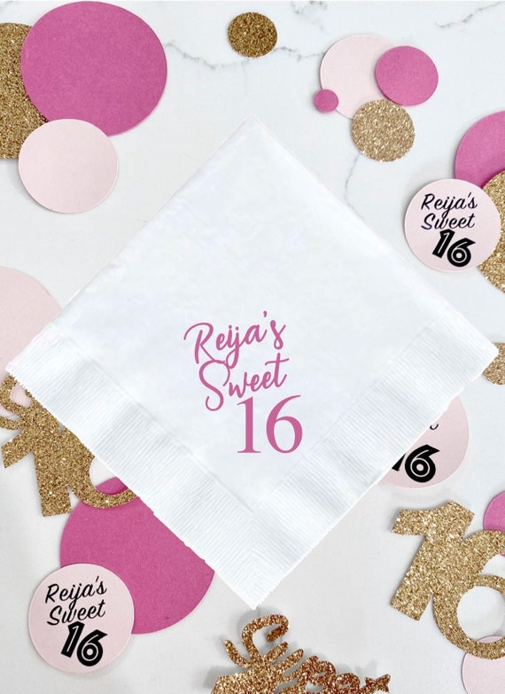 Personalized Sweet 16 Napkins, Sweet 16 Party Napkins, Sweet 16 Favors, Sweet 16 Party Decor, Sweet Sixteen Decorations, 16th Birthday Party