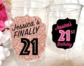 21st Birthday Cups, Twenty First Birthday Cups, 21st Birthday Party Favor, 21st Bday Cups, Birthday Decor, Party Supplies, 21 AF