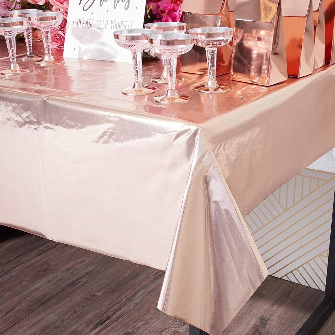 Rose Gold Tablecloth, Bachelorette Party Decor, Sweet 16 Tablecloth, Wedding, Rose Gold Birthday