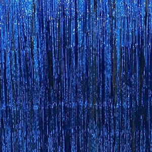 Blue Bachelorette Party Foil Curtains, Birthday Photo Backdrop, Blue Metallic Fringe Tinsel, Mermaid Foil Curtain, Under the Sea Backdrop Blue