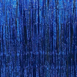 Blue Bachelorette Party Foil Curtains, Birthday Photo Backdrop, Blue Metallic Fringe Tinsel, Mermaid Foil Curtain, Under the Sea Backdrop