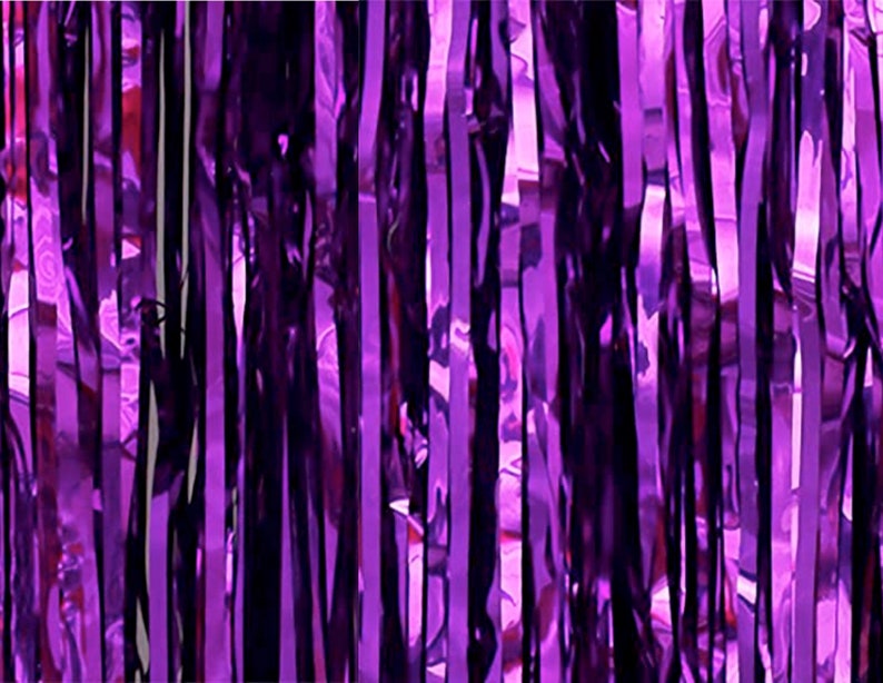Blue Bachelorette Party Foil Curtains, Birthday Photo Backdrop, Blue Metallic Fringe Tinsel, Mermaid Foil Curtain, Under the Sea Backdrop Purple