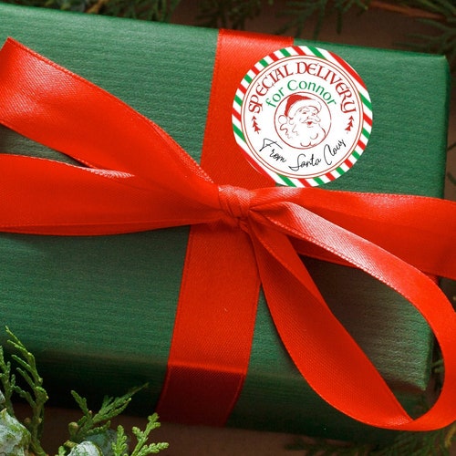 Gepersonaliseerde kerstman-cadeaukaartjes, kerstcadeau-etiketten, van de kerstman, speciale bezorging Noordpool, kerstcadeau-tag, cadeau-tag voor kind