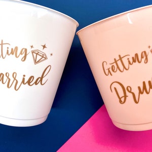 Bachelorette Party Decorations Getting Drunk Cups (16 Ct), Bridal Shower Cups, Bridesmaid Favors, Engagement Party Cups, Bride To Be Gift