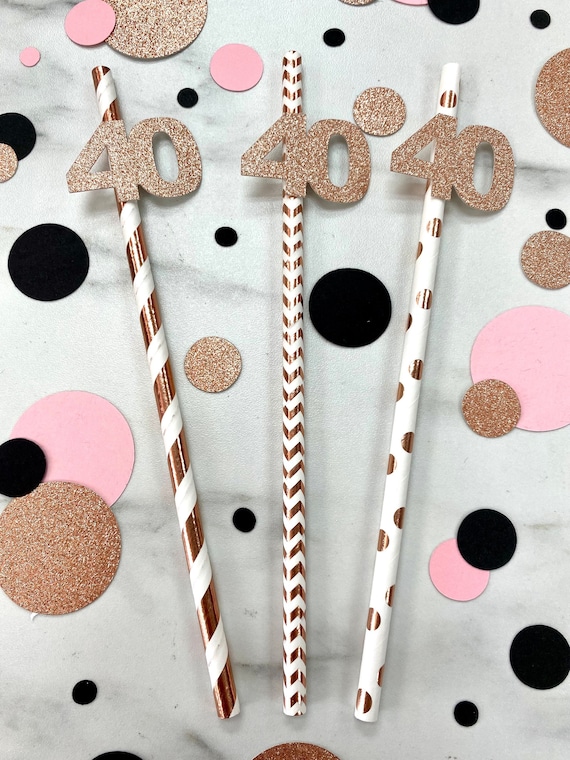 40th Birthday Paper Straws (Qty 10), Forty Paper Straws, 40th Birthday Party, 40th Birthday Straws, 40 Straws, 40th Party Decor, 40AF Ideas
