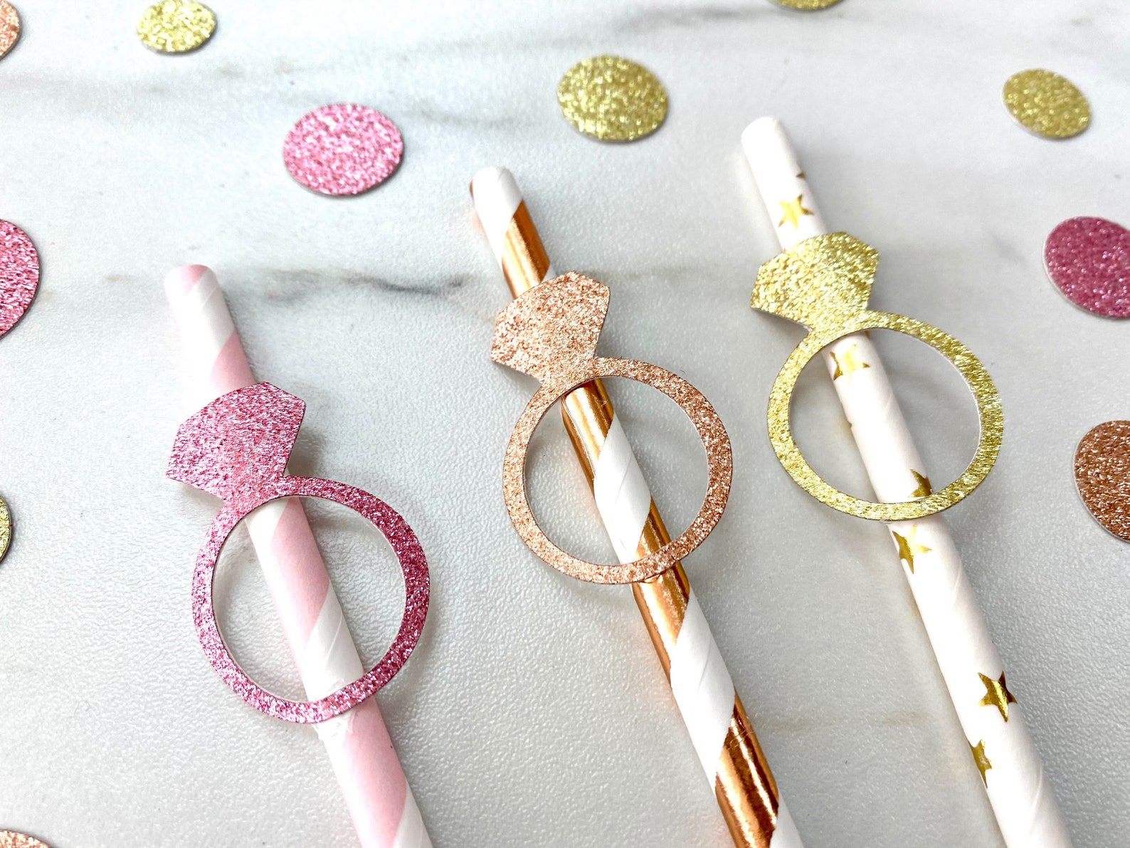 Ring Paper Straws Engagement Ring Paper Straws Bridal Shower Etsy