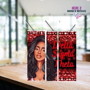 Delta Sorority, Divas, Skinny Tumbler Sublimation PRINTABLE PNG, 20oz Skinny Tumbler, Digital download