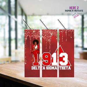 1913 Delta Sorority Inspired 2, Skinny Tumbler Sublimation PRINTABLE PNG, 20oz Skinny Tumbler, Digita download