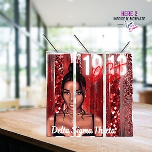 Delta Sorority, 1913 DST2, Skinny Tumbler Sublimation PRINTABLE PNG, 20oz Skinny Tumbler, Digital download