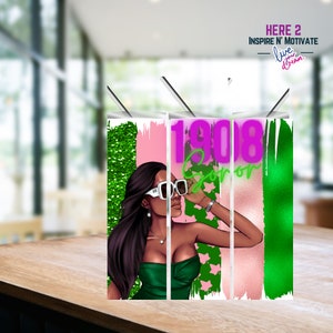 AKA Sorority, Soror,  Skinny Tumbler Sublimation PRINTABLE PNG, 20oz Skinny Tumbler, Digital download