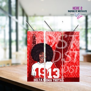Delta Sorority, DST Afro, Skinny Tumbler Sublimation PRINTABLE PNG, 20oz Skinny Tumbler, Digital download