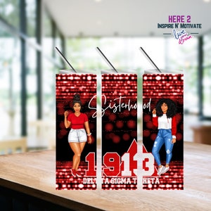 Delta  Sorority Sisterhood, 2 Skinny Tumbler Sublimation PRINTABLE PNG, 20oz Skinny Tumbler, Digita download