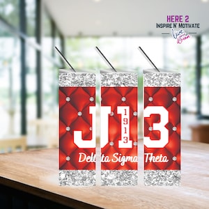 J13 Delta Sorority Inspired  Skinny Tumbler Sublimation PRINTABLE PNG, 20oz Skinny Tumbler, Digita download
