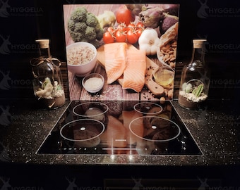 Glass Worktop Saver Ceramic Induction Hob Protector Cover Blue Wood Boards