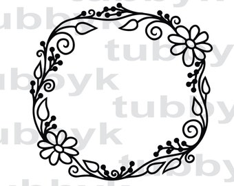 Wreath SVG, SVG File, Flowers SVG, Vine svg, svg, Leaves svg, Silhouette, Cricut, Cut File, Cutting File, Clip Art, Scrapbooking, Papercraft