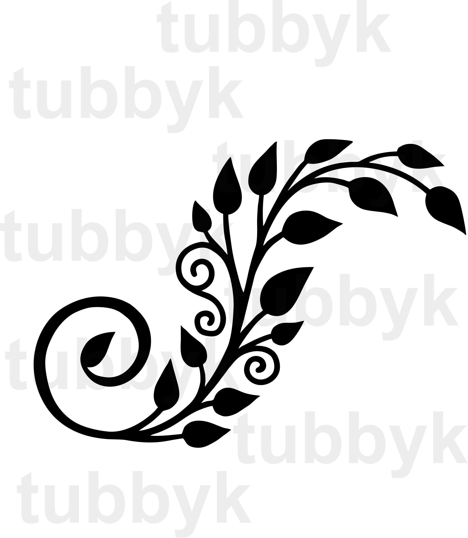 SVG Digital Drawing - Hand-Drawn - Leaf Vine Swirl Branch •Instant Digital ...