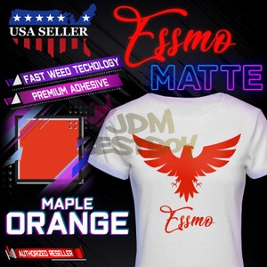 May include: A white t-shirt with a red eagle graphic and the text "Essmo Matte" in red. The shirt is on a black background with the text "Maple Orange" and "USA Seller" in white.