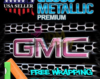 *5D Carbon Fiber GMC Emblem Overlay Vinyl Wrap Kit Sticker Decal Front /& Rear