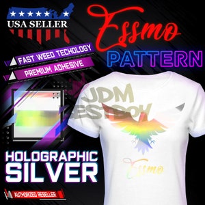 ESSMO™ Holographic Silver SP16 Heat Transfer Vinyl HTV T-Shirt 20&quot; Wide Roll Iron Heat Press