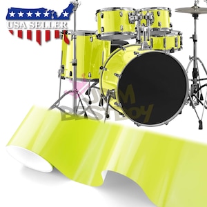 Drum Wrap Vinyl Kit Lime Green Gloss Glossy Surface Shell Skin Sticker Decal for Snare Kick Bass Tom WMP Bubble Free