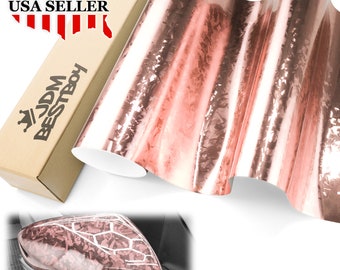 Rose Gold Gloss 24K Chopped Forged Carbon Fiber Car Vehicle Vinyl Wrap Sticker Decal Air Release Bubble Free DIY Film