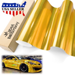Gold Holographic Polka Dot Rainbow Laser Chrome Car Vehicle Vinyl Wrap Sticker Decal Air Release Bubble Free