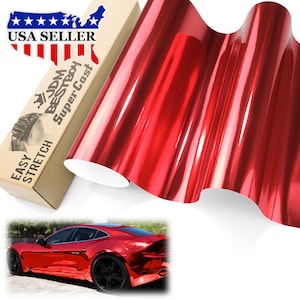 Red Supercast Chrome Stretch Car Vehicle Vinyl Wrap Sticker Decal Air Release Bubble Free