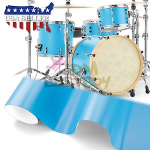 Drum Wrap Vinyl Kit Light Blue Matte Flat Surface Shell Skin Sticker Decal for Snare Kick Bass Tom WMP Bubble Free