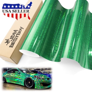 Emerald Green Holographic Brushed Aluminum Rainbow Laser Chrome Car Vehicle Vinyl Wrap Sticker Decal Air Release Bubble Free