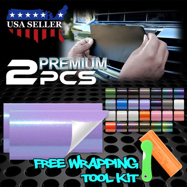 2 pièces 5 "x 10" Galaxy brillant anti-poussière couleur changeant de diamant métallique pour Chevy emblème noeud papillon vinyle wrap superposition de décalcomanie voiture véhicule avant et arrière kit de bricolage