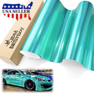 Teal Holographic Polka Dot Rainbow Laser Chrome Car Vehicle Vinyl Wrap Sticker Decal Air Release Bubble Free