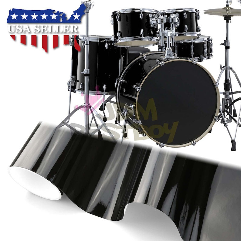 Drum Wrap Vinyl Kit Gloss Glossy Black for Snare Kick Bass Tom Etsy