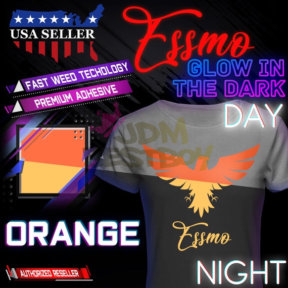 ESSMO™ Orange Glow in the Dark Heat Transfer Vinyl HTV T-shirt 20 Roll Iron  Heat Press 