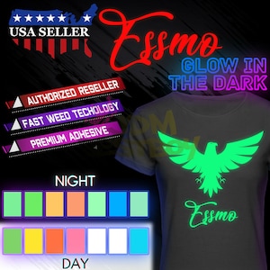 ESSMO™ Glow in the Dark Heat Transfer Vinyl HTV T-Shirt 20" Roll Iron Heat Press