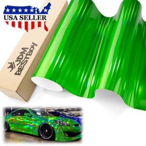 Green Holographic Gloss Chrome Rainbow Car Vehicle Vinyl Wrap Sticker Decal Air Release Bubble Free