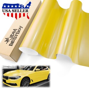 Lemon Yellow Gloss Pearlescent Car Vehicle Vinyl Wrap Sticker Decal Air Release Bubble Free