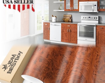 48" Wide #1303 Matte Birdseye Bubinga Wood Grain Car Vehicle Vinyl Wrap Home Kitchen Wallpaper Texture Sticker Decal Air Release Bubble Free