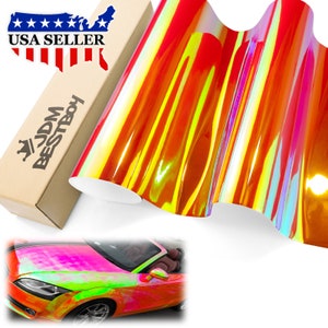 Red Neo Chrome Gloss Rainbow Unicorn Holographic Car Vehicle Vinyl Wrap Sticker Decal Air Release Bubble Free