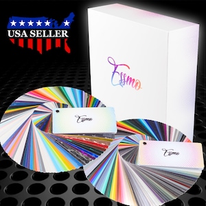 May include: A white box and two color swatch fans with a variety of colors. Each fan has a tag with the word "Essmo" on it. The box has the word "Essmo" in a colorful script. The image also includes a USA Seller graphic.