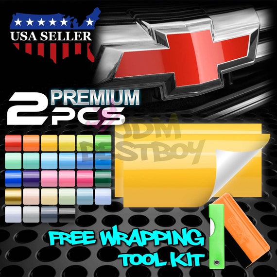 Buy 2pcs 5x10 Super Gloss for Chevy Emblem Bowtie Vinyl Wrap Decal