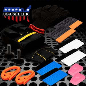 TK08 Professional Car Vinyl Wrapping Window Tinting Application Tool Kit Set Squeegee Blade Magnet Glove Tool Bag