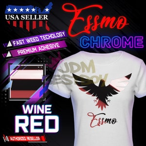 ESSMO™ 10&quot; Wine Red Chrome Heat Transfer Vinyl HTV T-Shirt Iron On Heat Press DS11