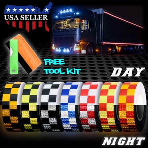 2IN x 120FT Multi-Color Checker Conspicuity Tape Reflective Safety Warning Sign Car Truck RV