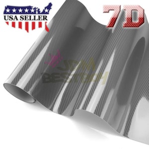 7D High Gloss Black Carbon Fiber Vinyl Wrap – Reflective, Bubble-Free, For Cars, Trim & DIY Projects