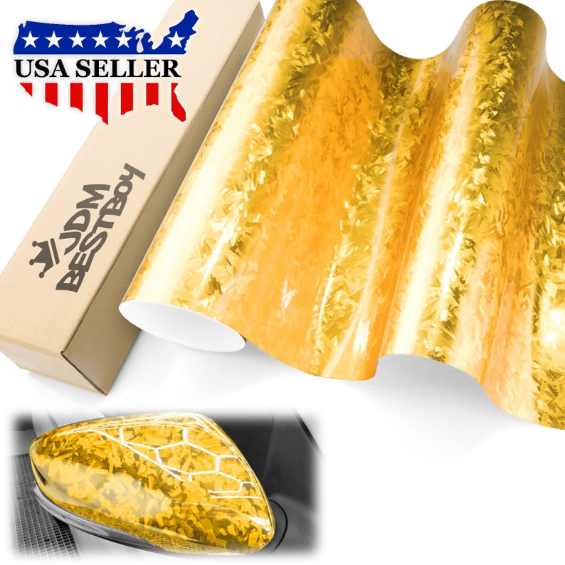 Gold Gloss 24K Chopped Forged Carbon Fiber Car Vehicle Vinyl Wrap ...