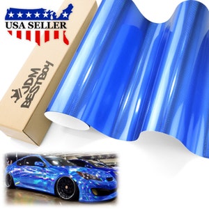 Blue Holographic Polka Dot Rainbow Laser Chrome Car Vehicle Vinyl Wrap Sticker Decal Air Release Bubble Free