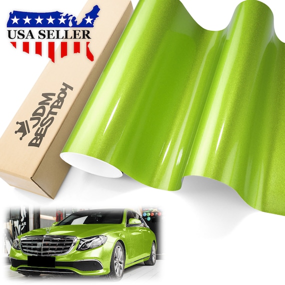 24x60 (2FTx5FT) Gloss Glitter Green Metallic Sparkle Vinyl Wrap Auto Car  Sticker Decal Film Sheet Bubble Free Air Release Technology with Tool Kit