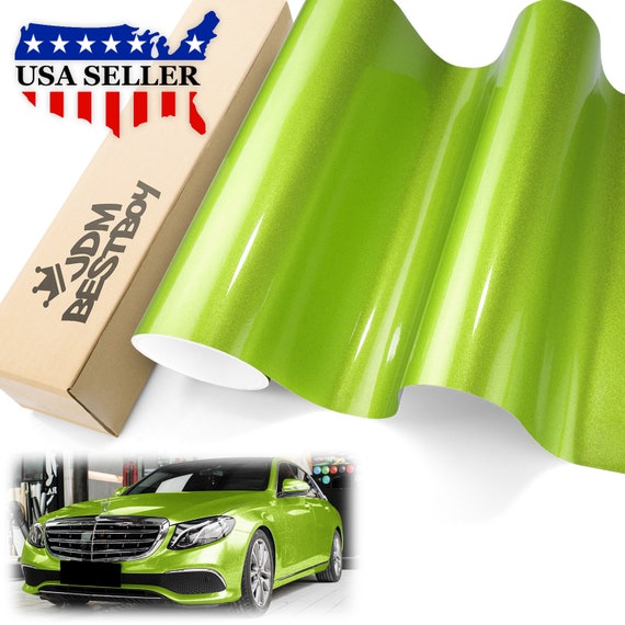 24x60 (2FTx5FT) Gloss Glitter Green Metallic Sparkle Vinyl Wrap Auto Car  Sticker Decal Film Sheet Bubble Free Air Release Technology with Tool Kit