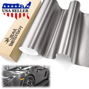 Steel Gunmetal Gray Brushed Aluminum Texture Car Vehicle Vinyl Wrap Sticker Decal Air Release Bubble Free DIY Film